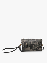 Load image into Gallery viewer, M013 Riley Monogrammable 3 Compartment Crossbody/Wristlet: Black