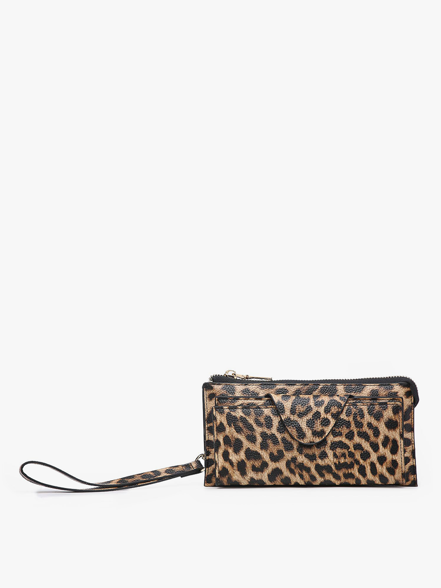 WL0004RF Kyla RFID Wallet w/ Snap Closure: Leopard-Mustard
