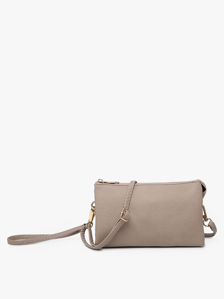 M013 Riley Monogrammable 3 Compartment Crossbody/Wristlet: Fog Grey