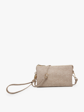 Load image into Gallery viewer, M013 Riley Monogrammable 3 Compartment Crossbody/Wristlet: Fog Grey
