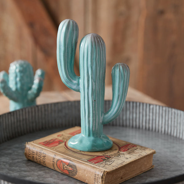 Ceramic Cactus Accent Sculpture - Two Arm