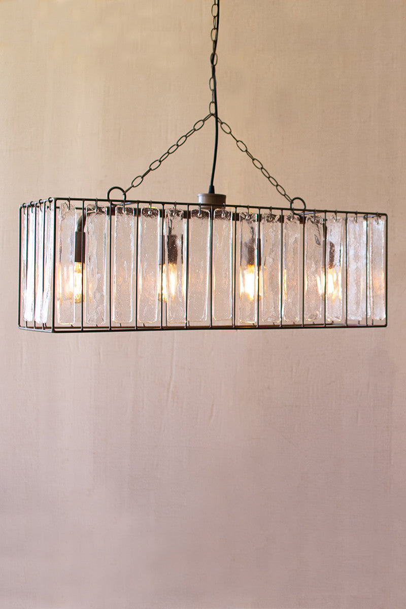 RECTANGLE PENDANT LIGHT WITH GLASS CHIMES