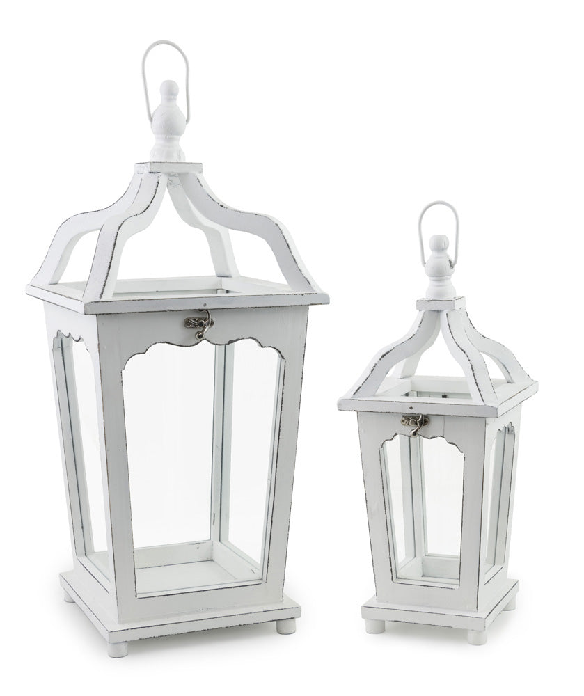 White Wood and Glass Lantern